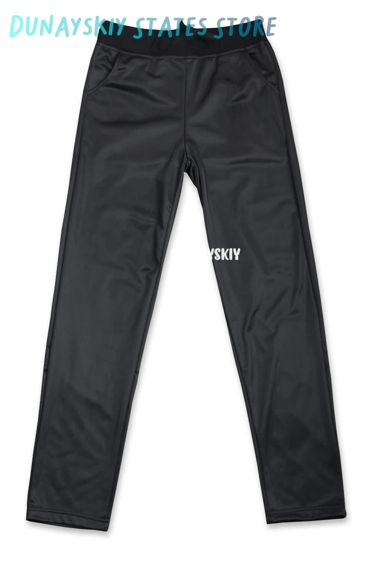 Anime Yuri Plisetsky Victor Nikiforov Cosplay Costume Red Blue Coat Jacket Pants Anime Unisex Halloween Sportswear for Women Men