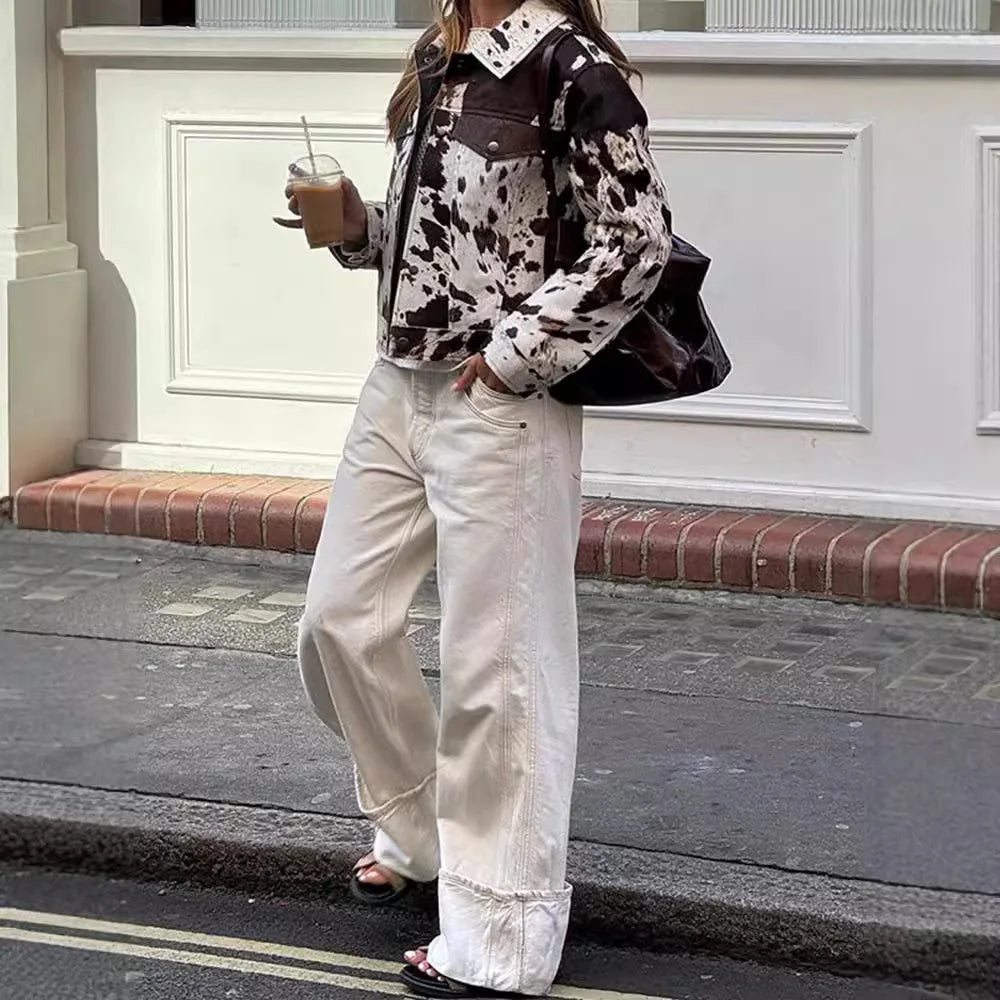 2025 New Women Beige Irregular Pattern Short Wool Blend Jacket Belt Detail Casual Elegant Spring Autumn Multi Color Options