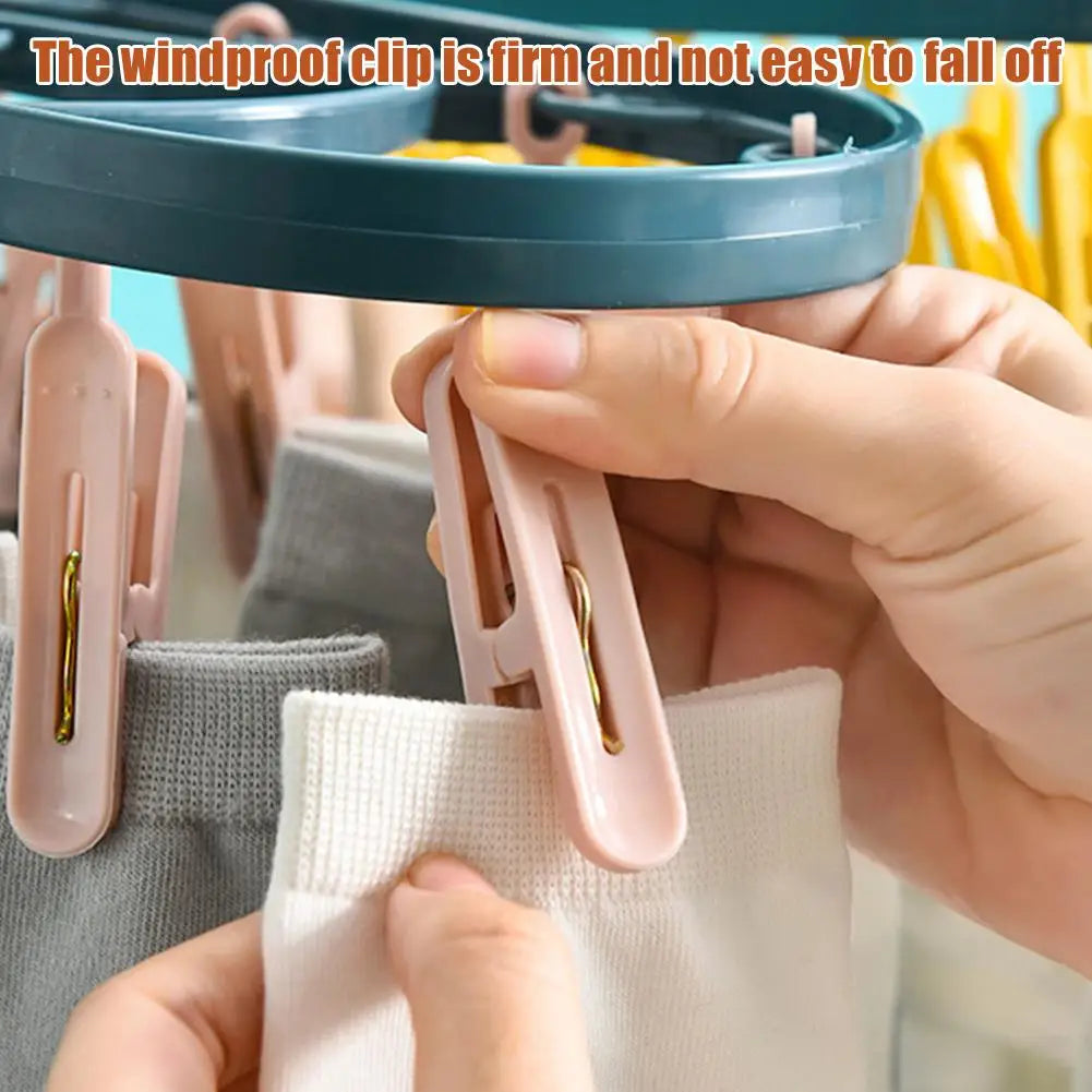 Household Plastic Clothes Drying Rack 12-clip Plastic Socks Hanger, Underwear Clothes Drying Rack, Clothes Rack For Baby