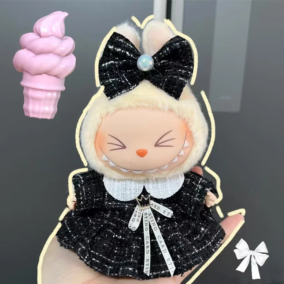 Cute Clothes for 17cm Labubu Doll Fashion V1V2 Idol Clothing DIY Kids Gift Dress for Labubu Cloak Clothes Hair Dolls Accessories