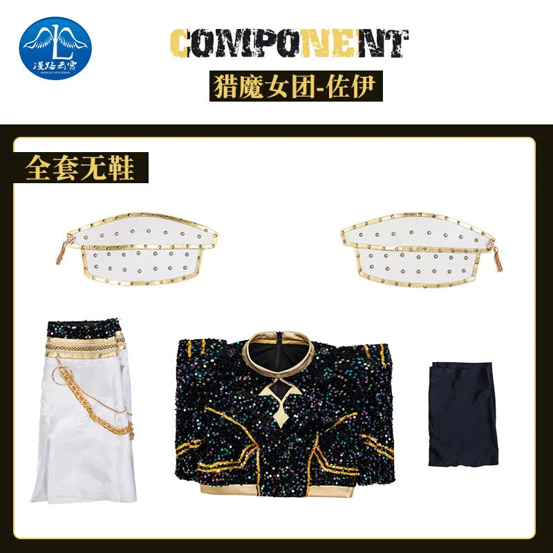 Fulujiacos KPop Zoey Cosplay Costume Shoes Black Coat Singing Suit Song-Promotion Costume Women Halloween Party Role Playing