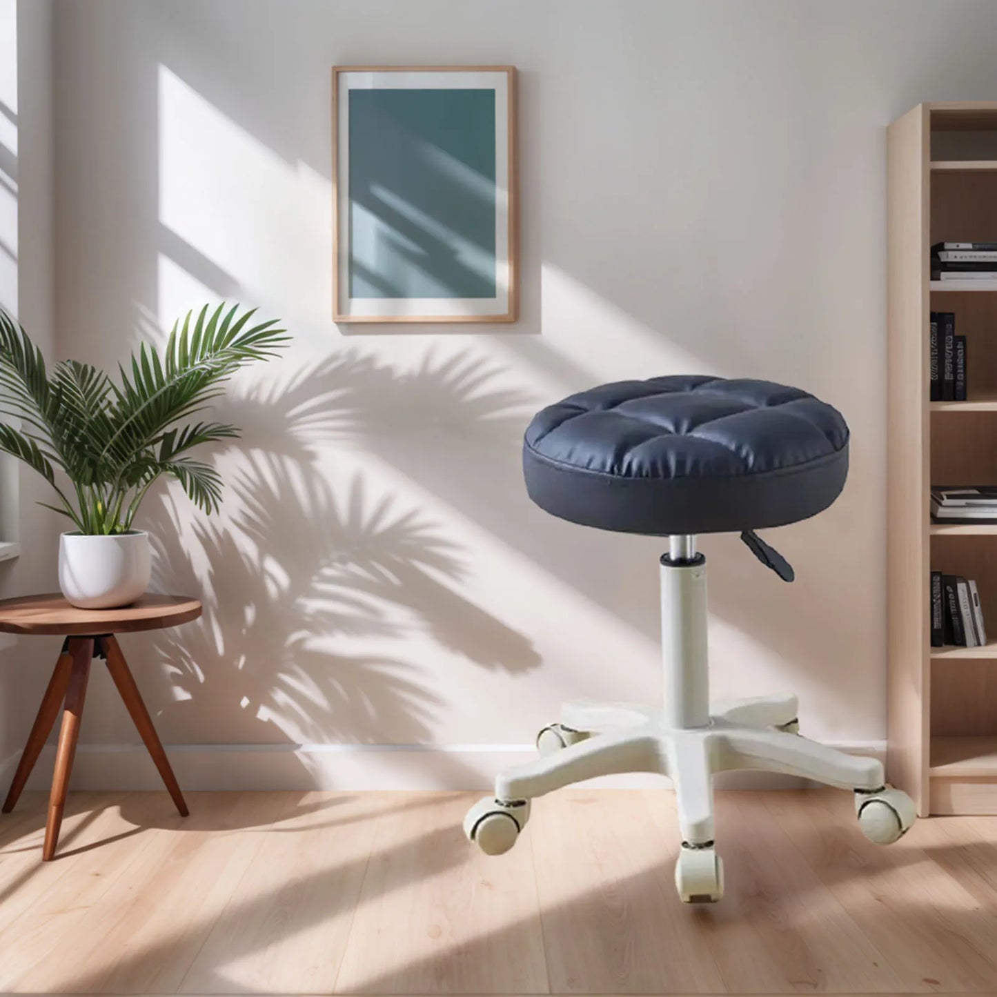 Beauty Salon Washing Chair Black  Chairs Hair Stylist Swivel Faux Leather Rolling Stool with Wheels Soft