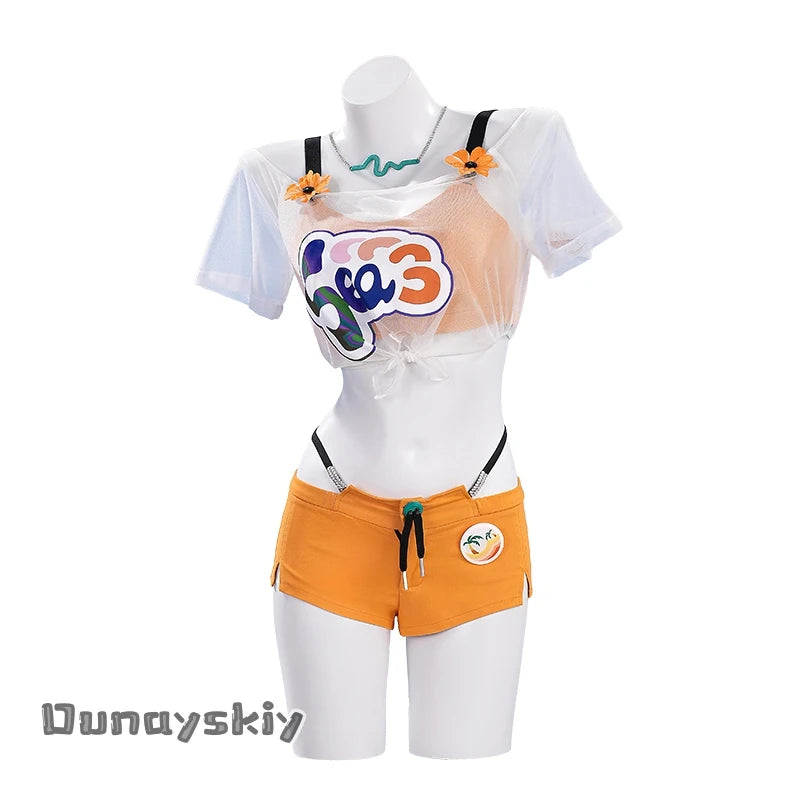 Zenless Zone Zero Belle Cosplay Costume zzz Belle Swimsuit Summer Outfit Hat Shorts Bikini Girls Disguise for Adult Women xs-2xl