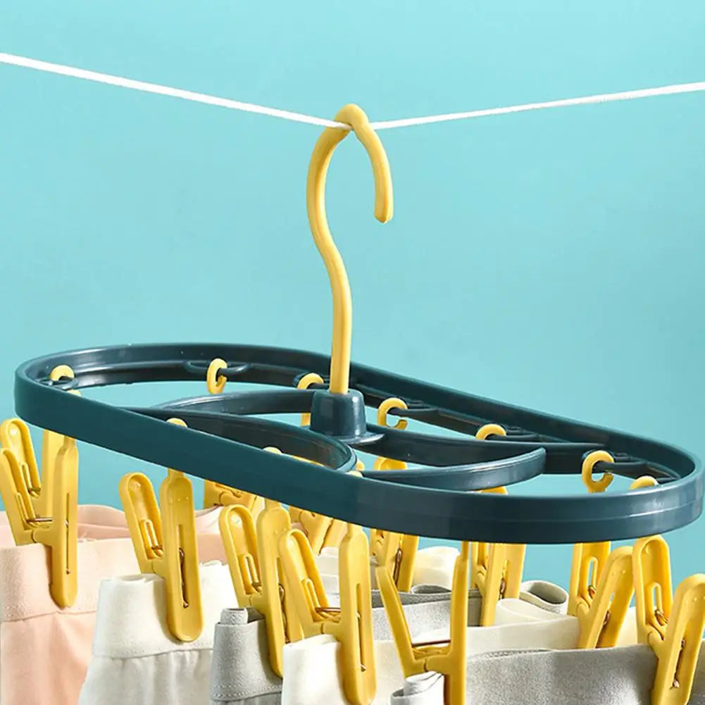 Household Plastic Clothes Drying Rack 12-clip Plastic Socks Hanger, Underwear Clothes Drying Rack, Clothes Rack For Baby