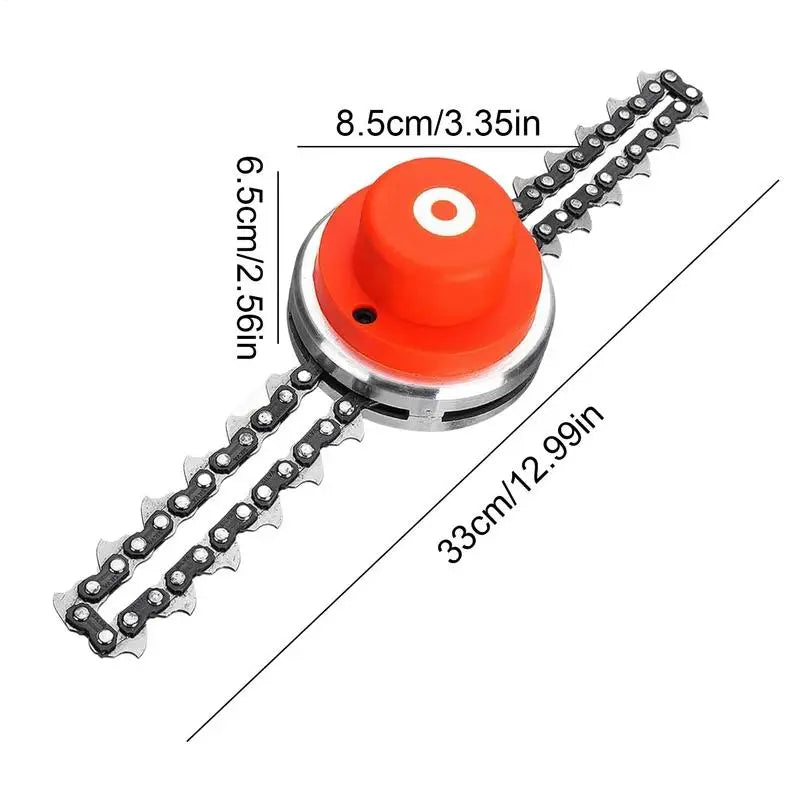 Trimmer Head with Chain Lawn Mower Brush Cutter Trimmer Head with Chain Saw-Type Replacement Parts with Orange Gasket for