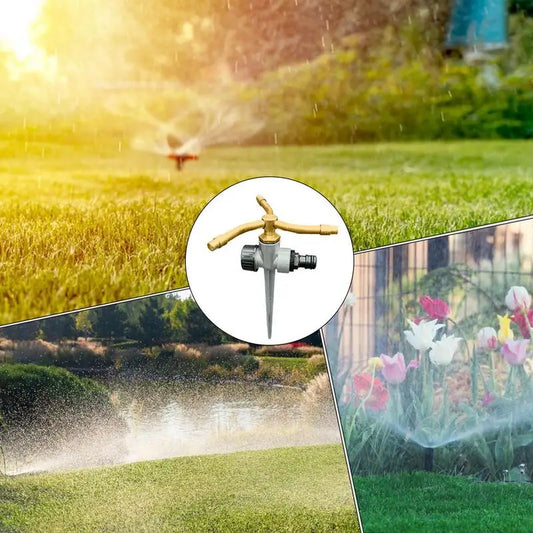 Garden Sprinkler 3-Arms Large Area Brass Waterer 360 Degree Rotating Weather-Resistant Sprinkler For Lawn Garden Farm Greenhouse