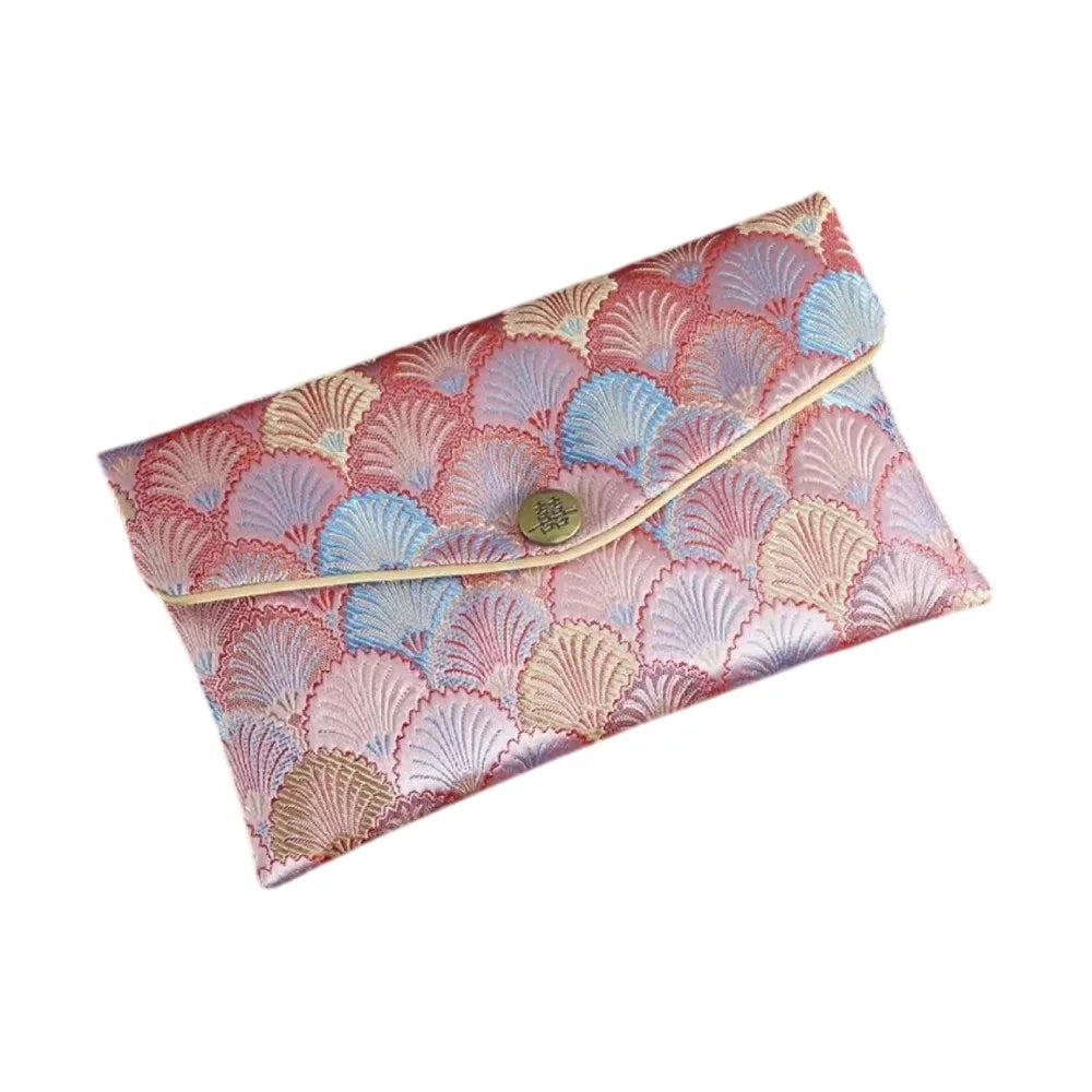 Chinese Style New Year Red Envelope Traditional Brocade Wedding Money Pocket Blessing Magnetic Buckle Red Packet Party Gifts