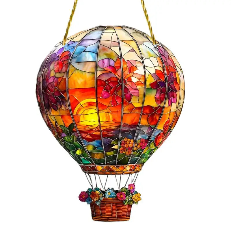 Hot Air Balloon Stained Sun Catcher Acrylic Wall Hangable Colored Decor Indoor Window Decor Hangable Art For Indoor Outdoor