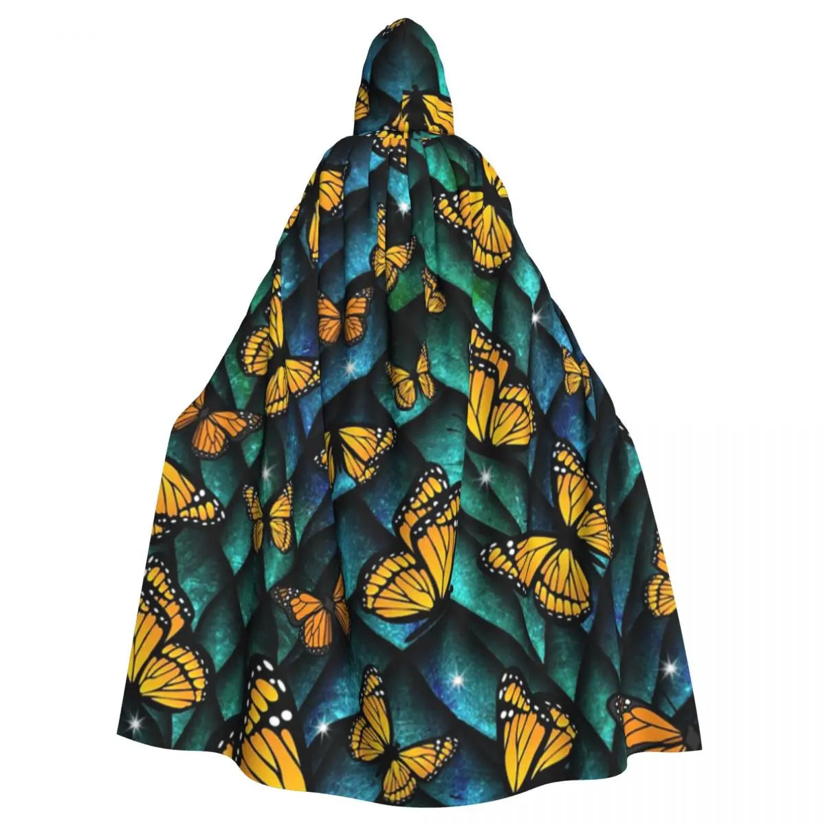 Fantasy Butterfly Dragon! Long Hooded Cloak Witch Medieval Costume Cosplay Cape HalloweenVampire Adult Unisex