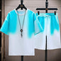 New hot-selling summer couple ice silk set, loose Korean-style casual unisex sports T-shirt and shorts, fashionable quick-dry