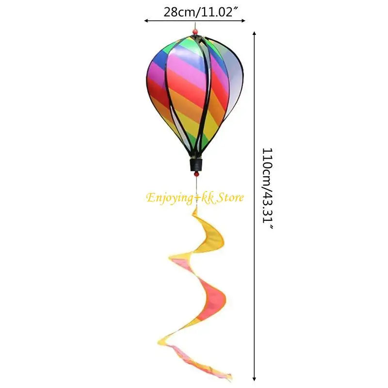 Q1JB Hot Air Balloon Wind Spinner Rainbow Pinwheel Garden Yard Lawn Decoration Gift