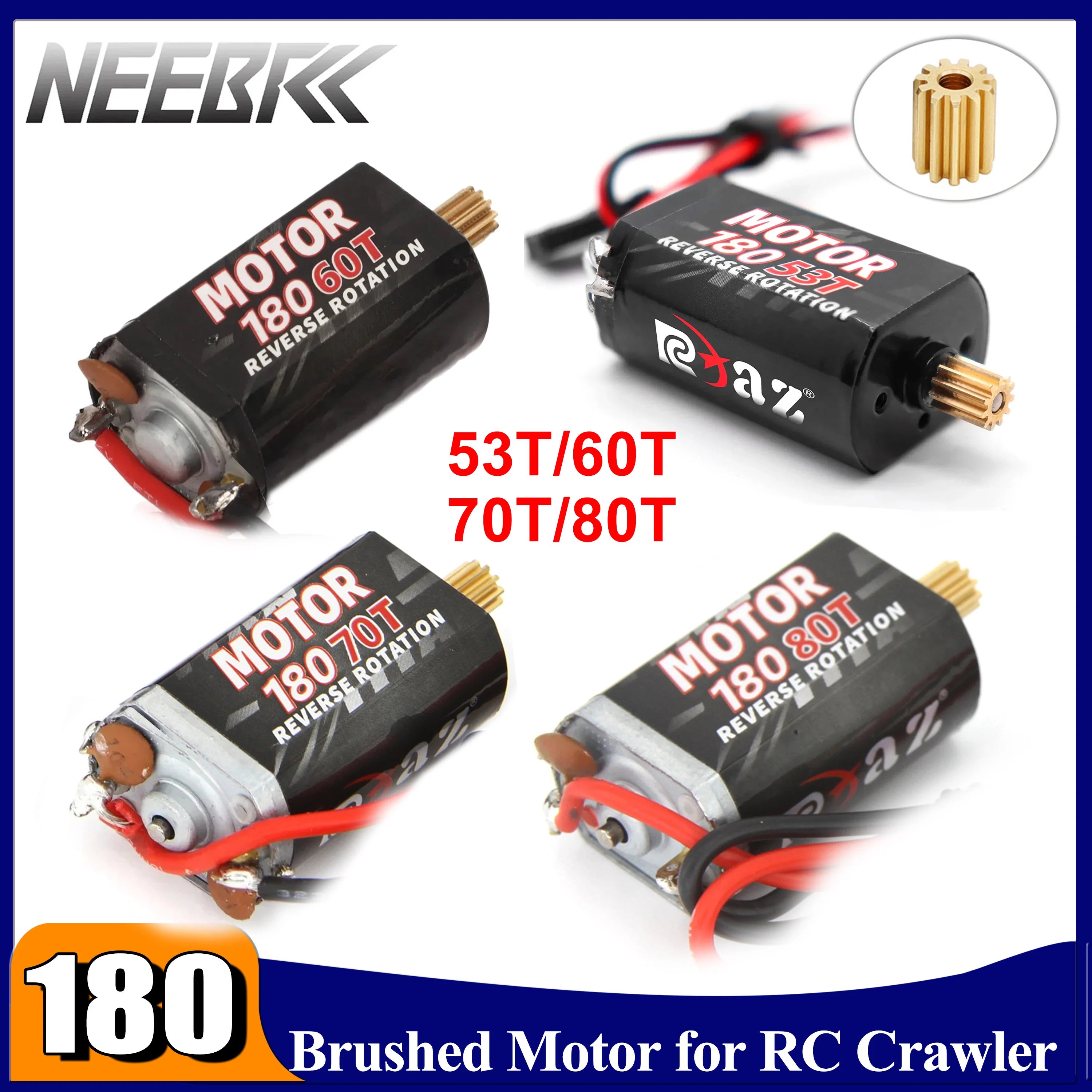 180 Brushed Motor 53T 60T 70T 80T with 11T Pinion Motor Gear for 1/18 RC Crawler Car Monster Climb TRX4M TRX4-M Upgrade Parts