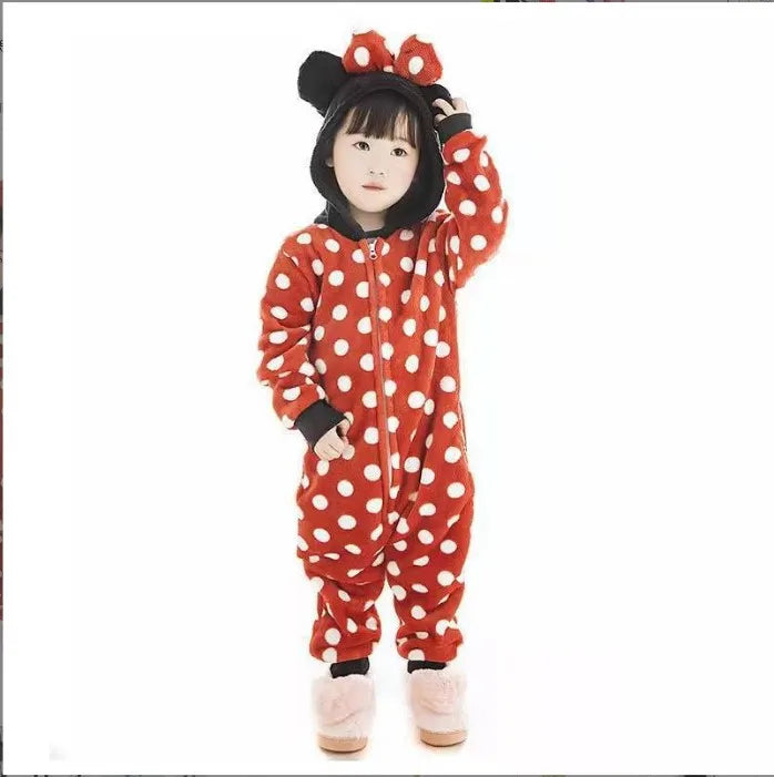 Stitch Anime Flannel Pajamas For Kids Autumn Winter Boy Girls Pyjamas Jumpsuit Children Christmas Halloween Pajama Party Costume