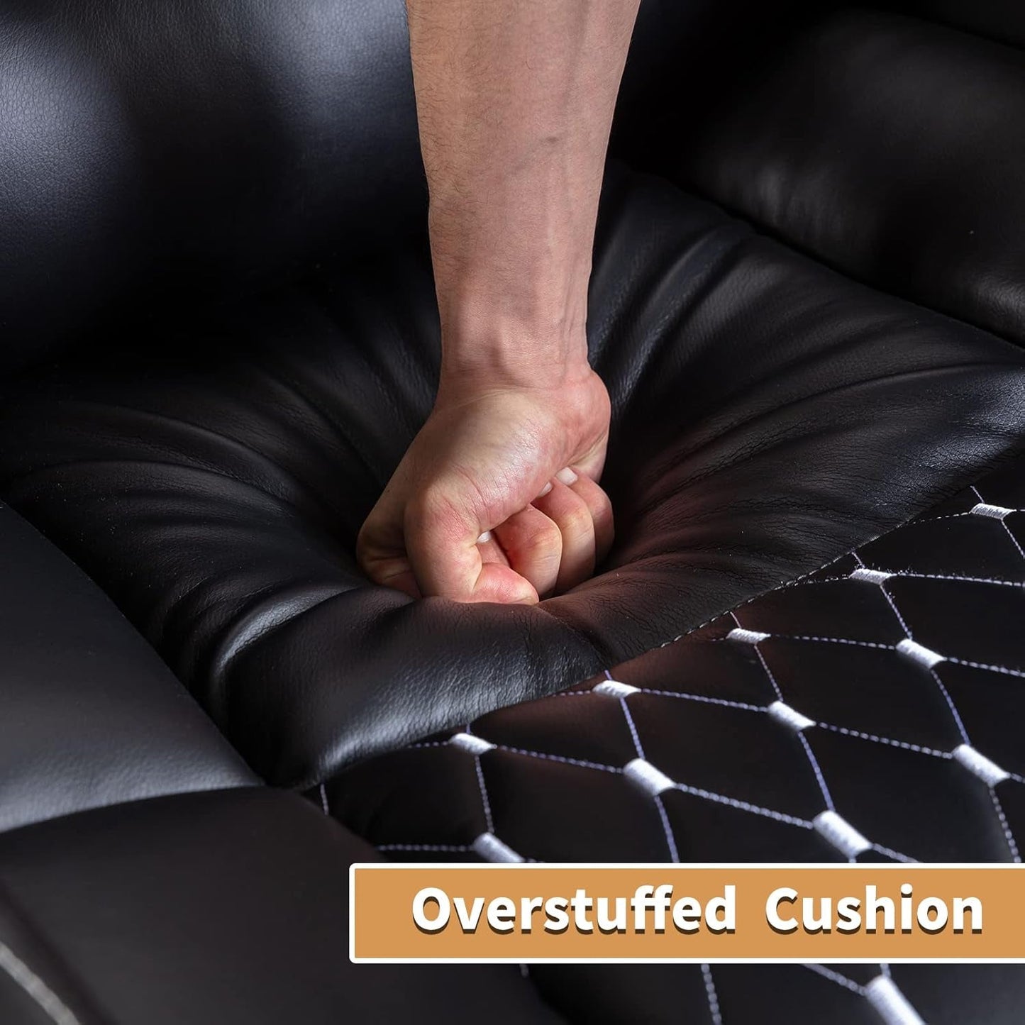 Power Recliner Chair Set Of 3 Black Leather With USB Ports