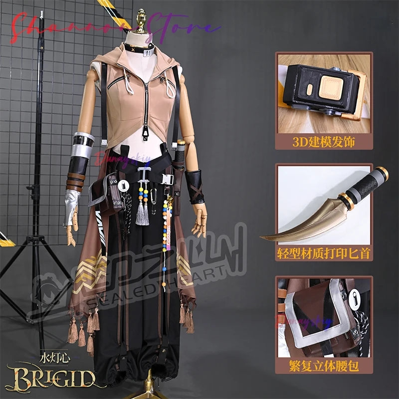 Arknights Brigid Cosplay Costume Brigid Wig Hair Band Tail Accessories Prop Uniform Anime Halloween Disguise for Adult Women