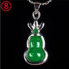 925 Silver Chinese Green Jade Water Drop Pendant Dragon Necklace Jadeite Amulet Fashion Jewelry Luck Gifts Women Sweater Chain