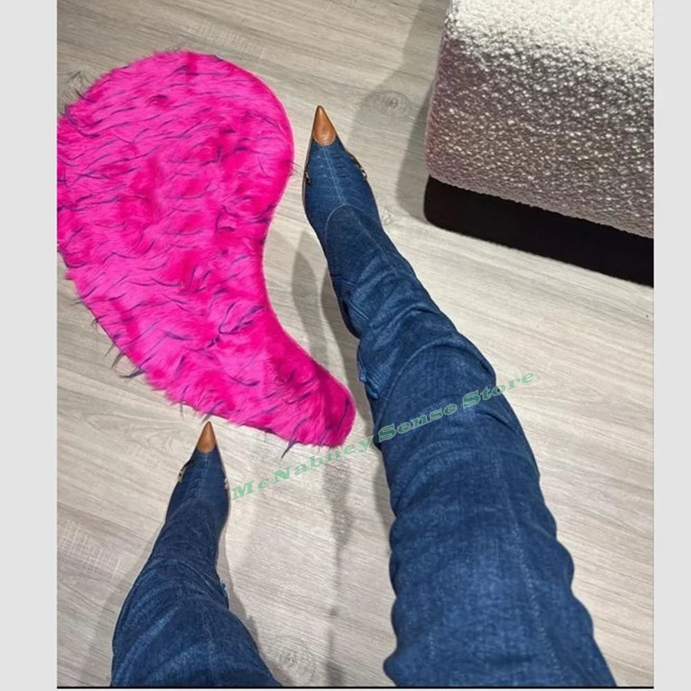 Studded Bling Thigh High Boots Pointed Toe Solid Crystal Stiletto Heels Long Boots Side Zipper New Style Women Shoes Fashion