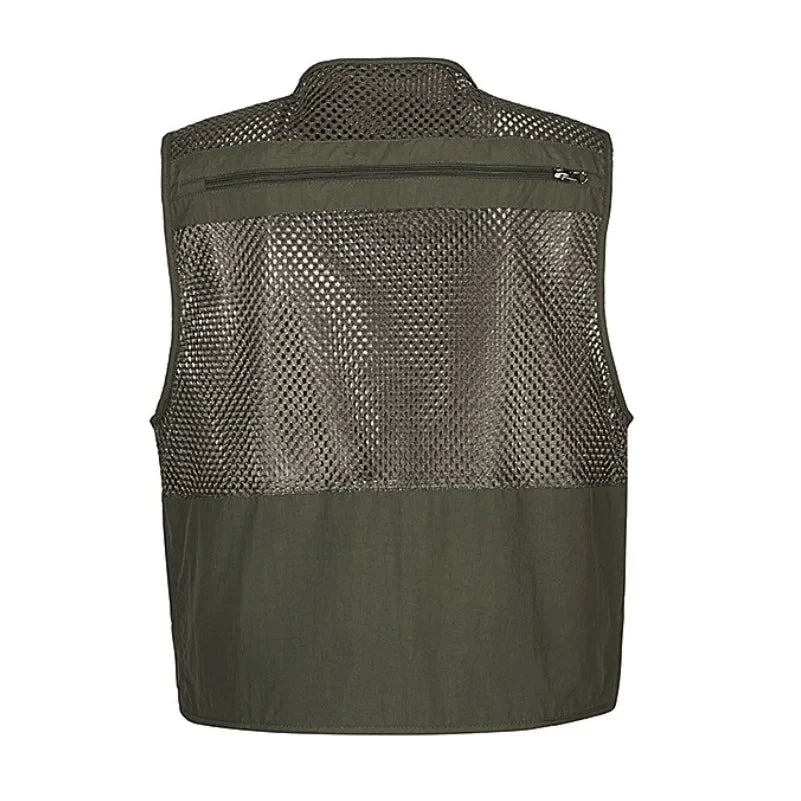 #%Unloading Men's Vest Tactical Webbed Gear Coat Summer Photographer Waistcoat Tool Many Pocket Mesh Work Sleeveless Jacket Male