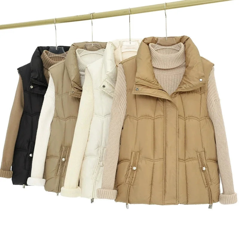 Autumn Winter Down Cotton Vest Jacket Women Sleevele Parkas Thicken Warm Vest Coat Female Waistcoat Ladies Tops Chaleco Mujer