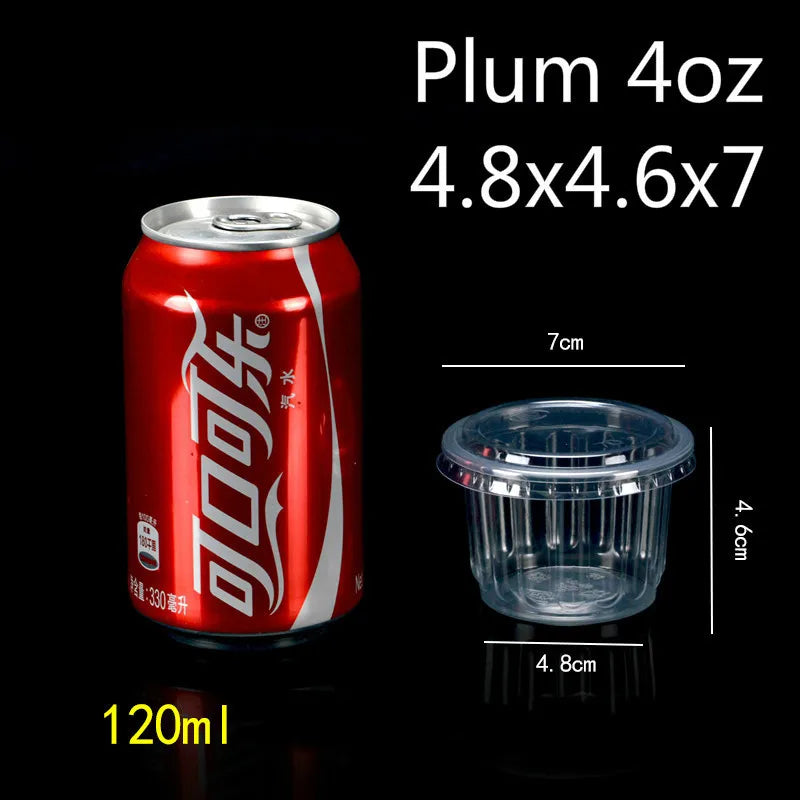 50 PCS Pudding Cup With Lid Disposable Plastic Cups Sauce Baking Jelly Dessert Cups Wedding Small Mini Party Set Cup Bowl Box