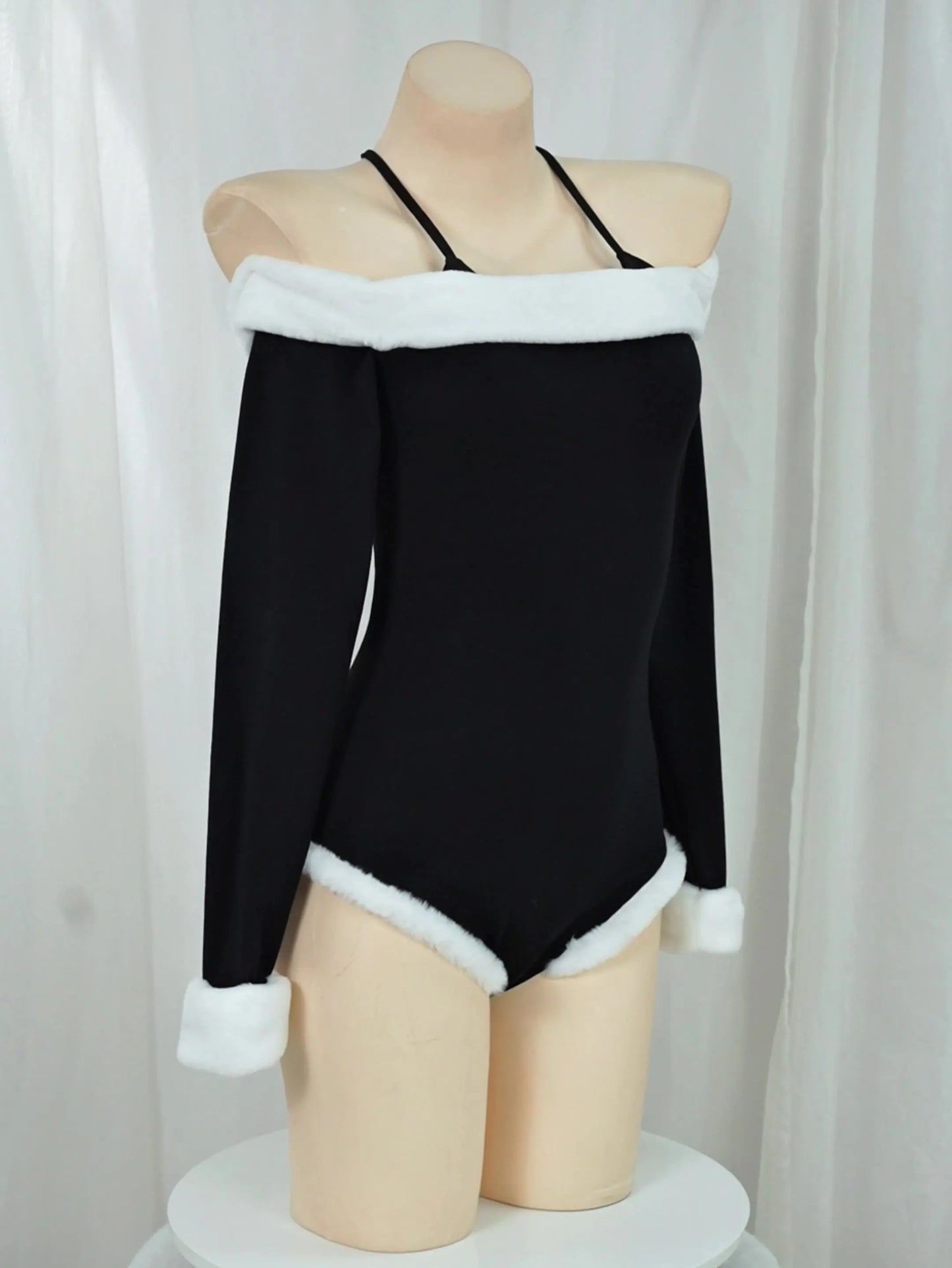 Black sexy tights One shoulder plush edge cosplay anime Halloween Carnival Christmas Eve Carnival