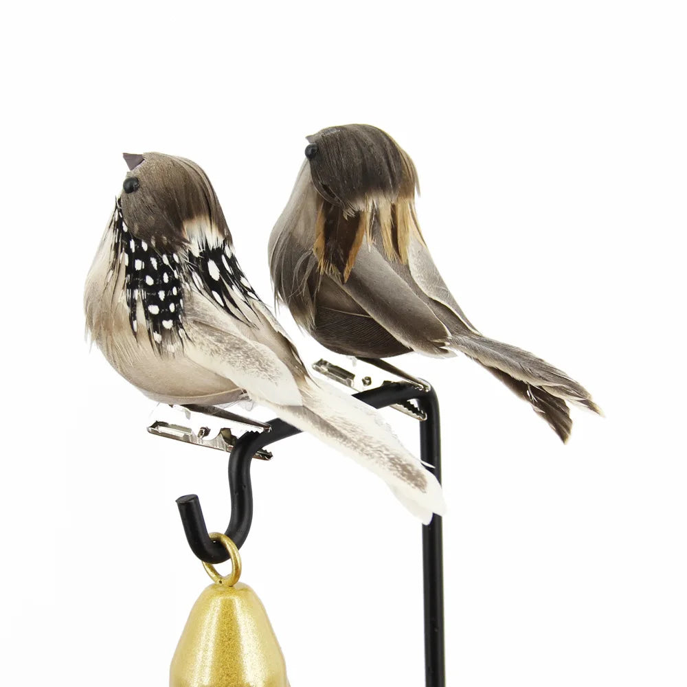 2Pcs Hot Feather Bird Imitation Sparrow Feather Bird Foam Grey Imitation Artificial Bird Prop Tree Branch Garden Christmas Decor