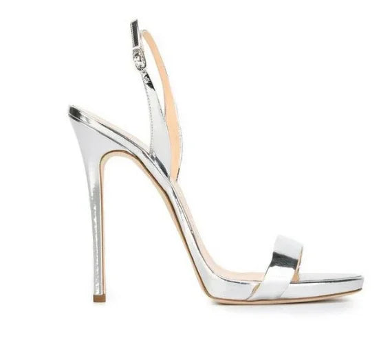 Slingback Rose Gold Sandals Open Toe Stiletto High Heel Buckle Strap One Strap Summer Shallow Sexy Women Dress Party Shoes