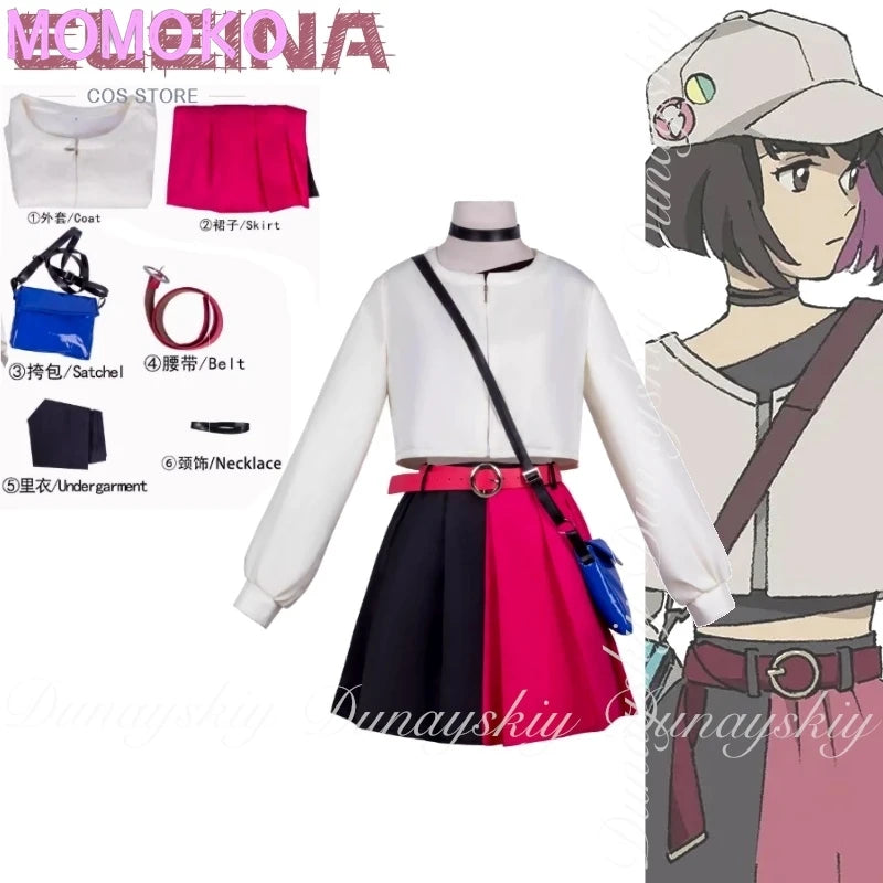 LAZARUS Anime Eleina Cosplay A Introverted 15-year-old Girl With Highlight Pink Brunette Hair And Clothe Cosplay Costume All Set