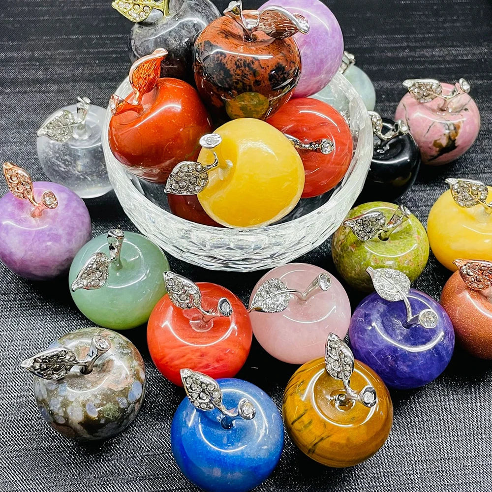 Natural Crystal Apple Jewelry Quartz Home Decoration Christmas Gift 15 Colors Healing Spirit Lucky Halo Desktop Ornament