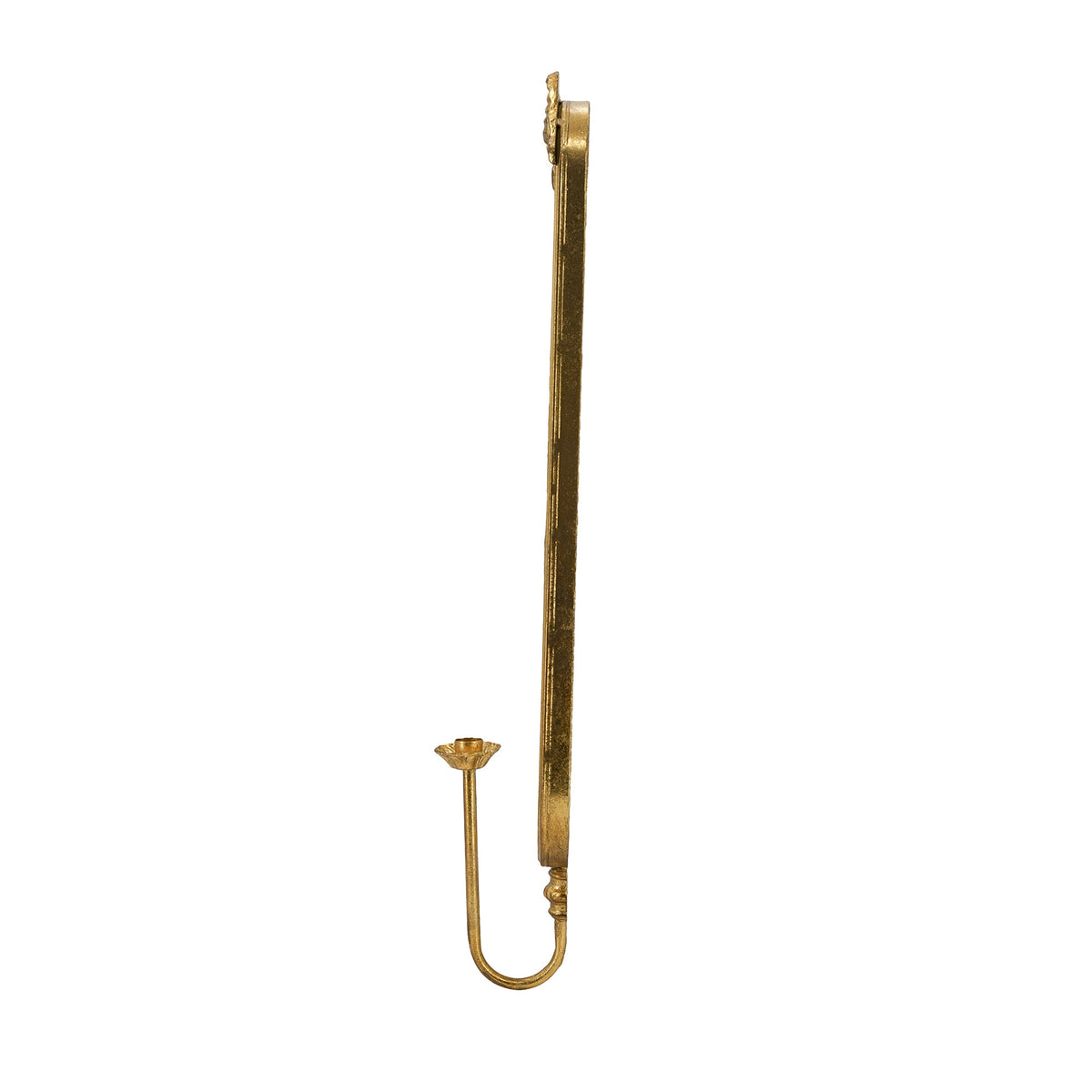 Set of 2 Gold Mirrored Wall Sconces with Iron Candle Holders