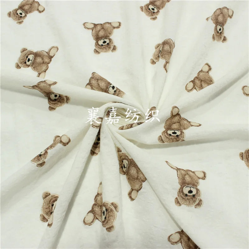 100x135cm Bear Double Gauze 100% Cotton Fabric for Make Baby Clothes / Sleepwear / Shirts / Skirt