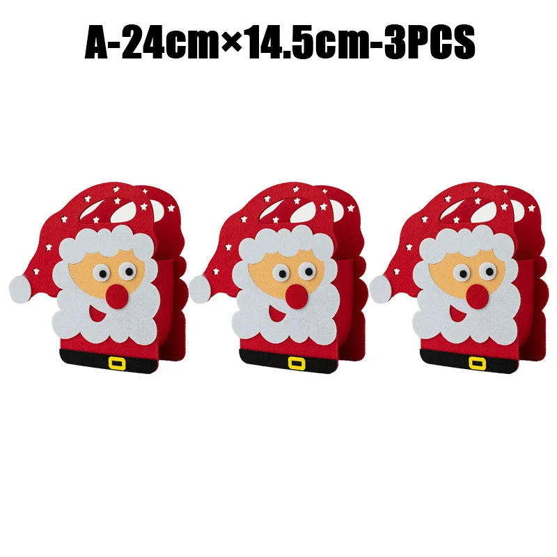 2024 New Christmas gift bag creative felt cloth children's candy gift bag Christmas Eve portable apple bag