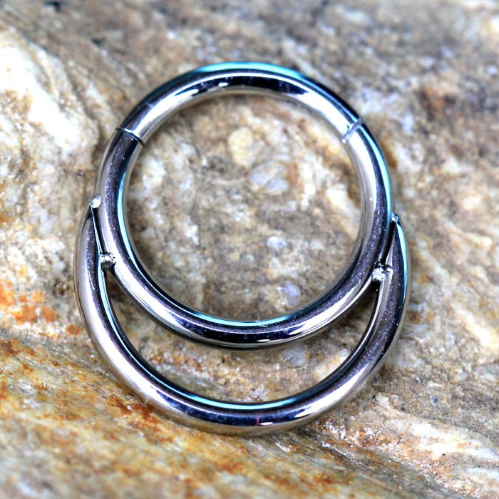 316L Stainless Steel Double Ring Seamless Clicker Ring / Septum