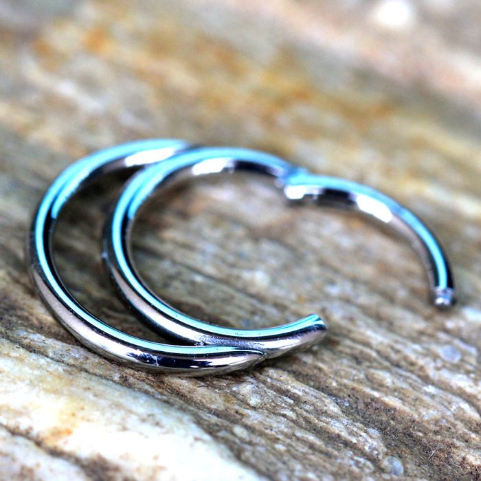 316L Stainless Steel Double Ring Seamless Clicker Ring / Septum