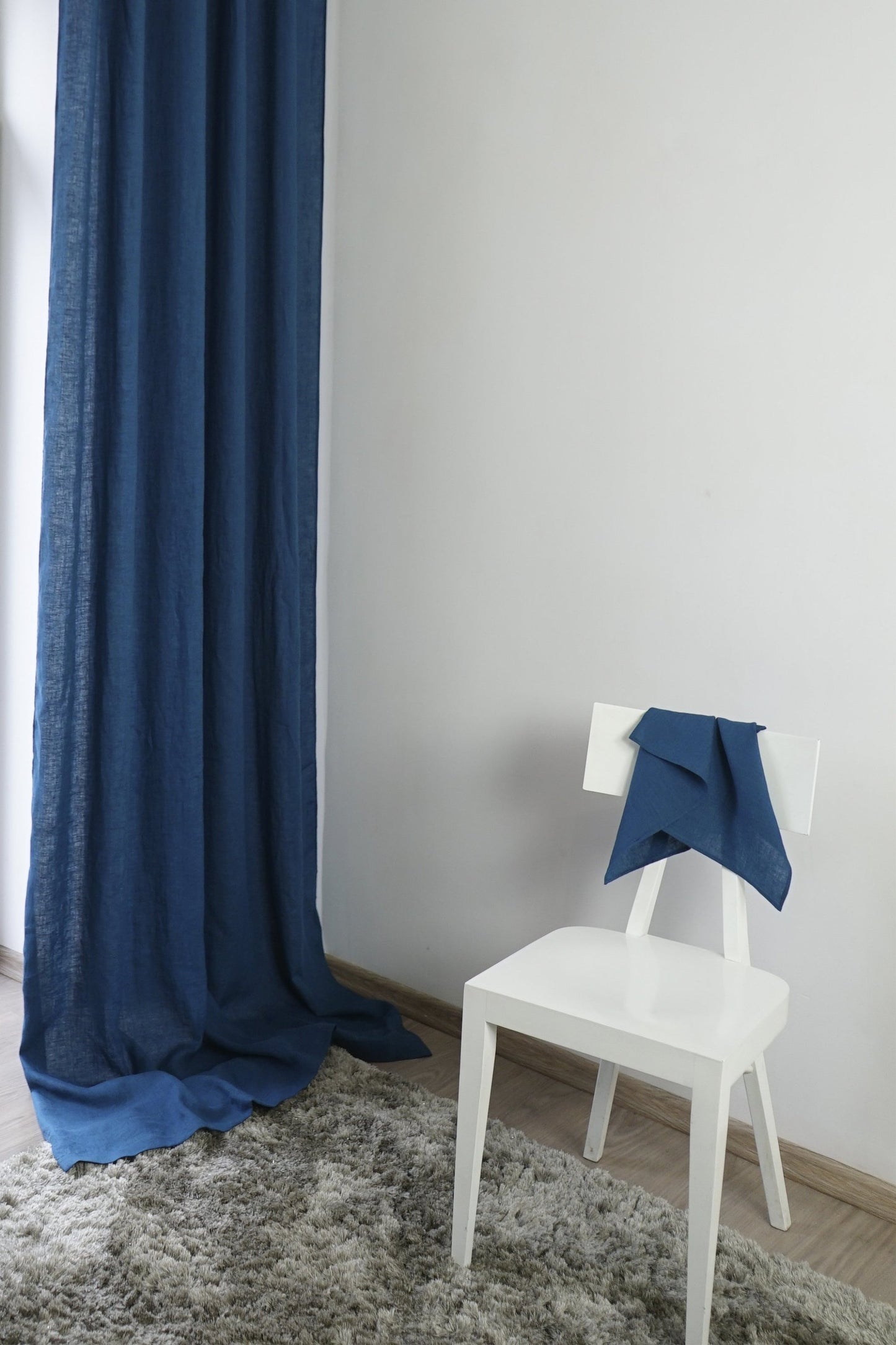 Greyish Mint linen curtain with multifunctional tape