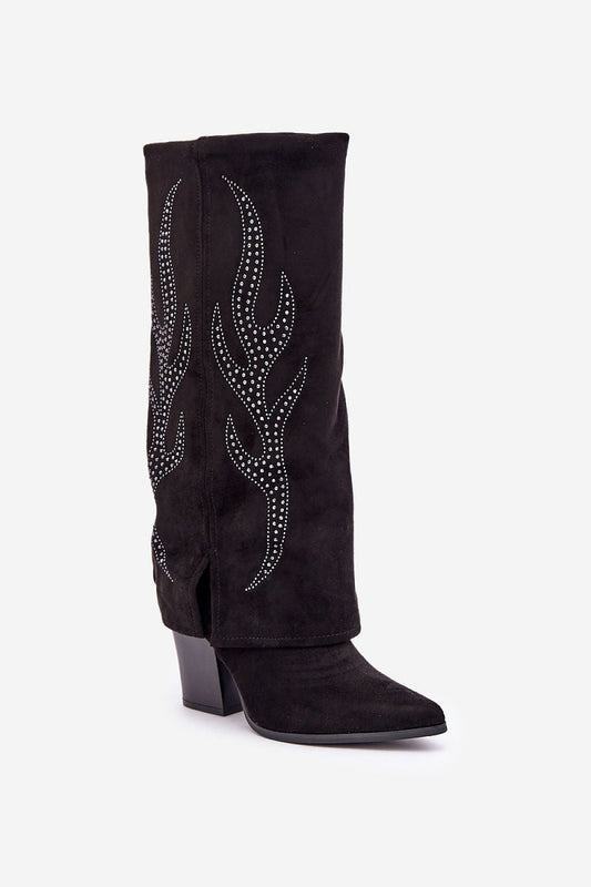 Flame Rhinestone Heel Boots: Step in Style Fashion Footwear