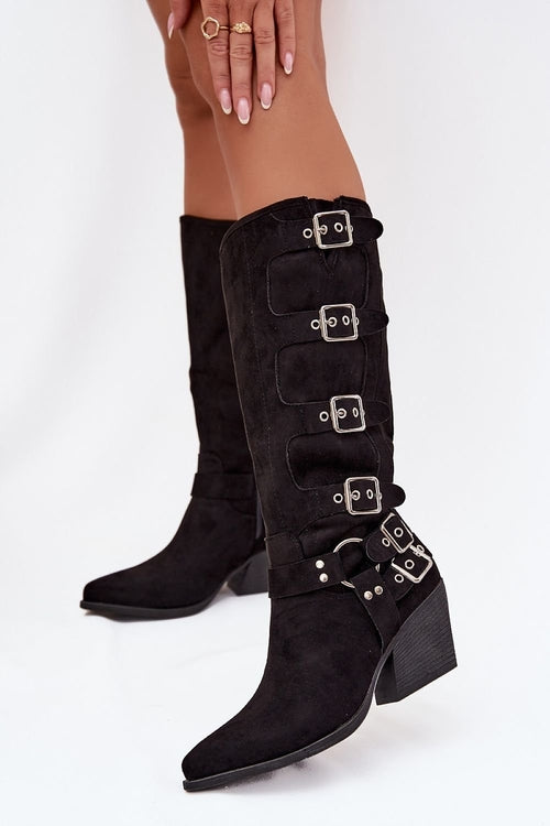 Stylish Black Calf High Heel Fashion Boots for Women's Footwear