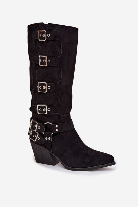 Stylish Black Calf High Heel Fashion Boots for Women's Footwear