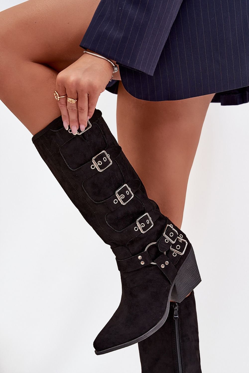 Stylish Black Calf High Heel Fashion Boots for Women's Footwear