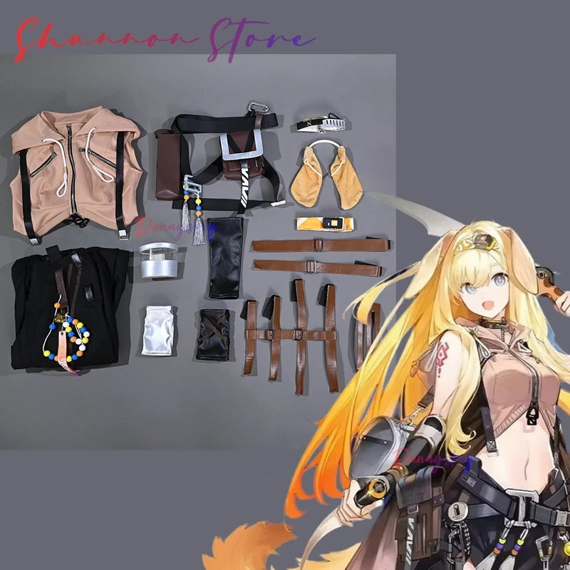 Arknights Brigid Cosplay Costume Brigid Wig Hair Band Tail Accessories Prop Uniform Anime Halloween Disguise for Adult Women