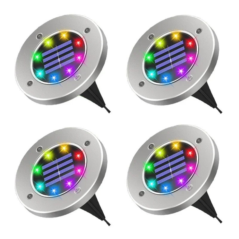 4Pack Solar LED Garden Ground Light Outdoor Waterproof Solar Wall Lamp Christmas Fence Courtyard Atmosphere Decor Night Light