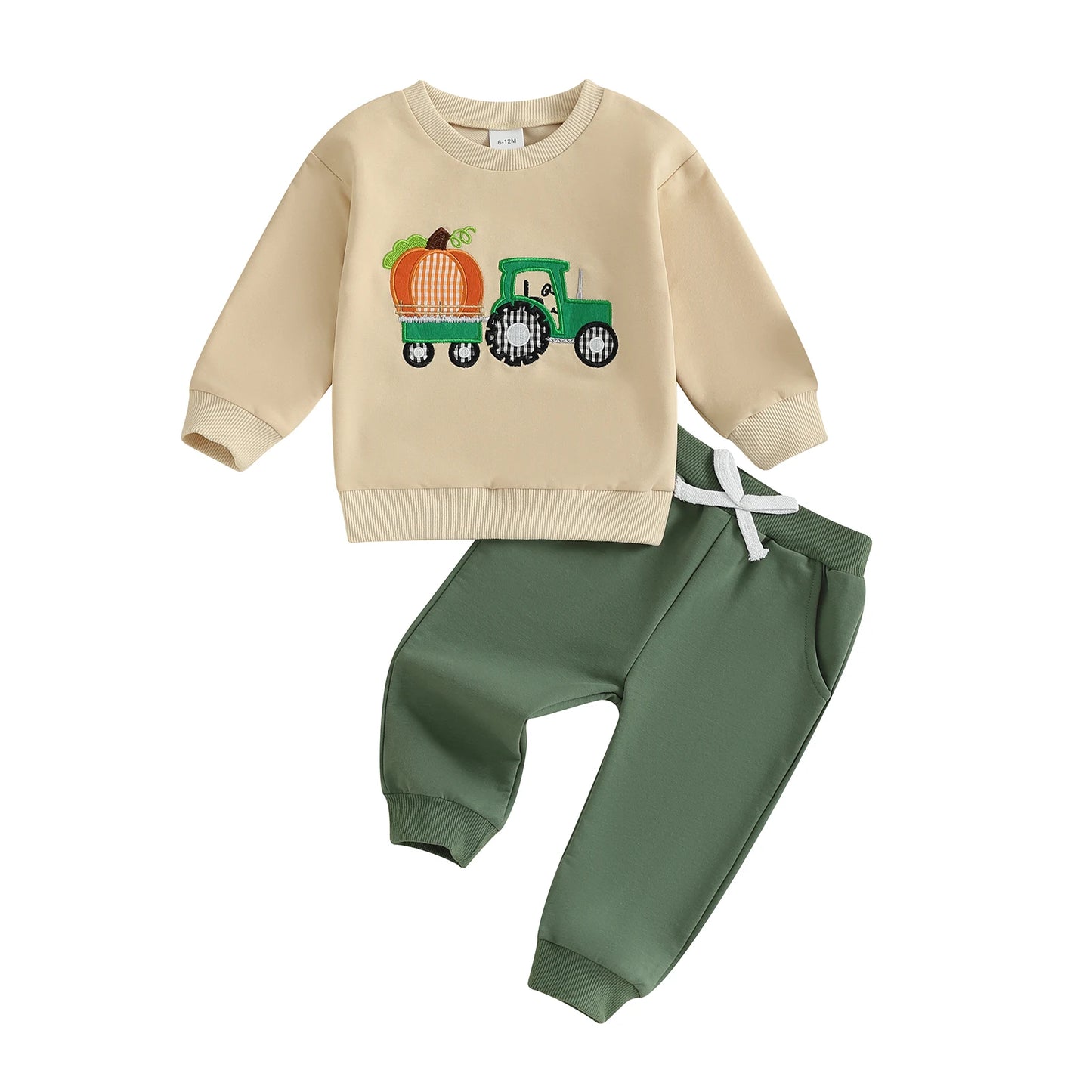 Toddler Girl Thanksgiving Outfit Turkey Pumpkin Embroidery Long Sleeve Shirt and Elastic Leggings 2 Piece Set for Fall