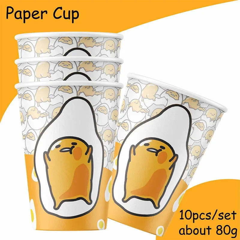 Gudetama: An Eggcellent Theme Birthday Party Cutlery Paper Cups Paper Plates Paper Disposable Party Decoration Supplies For Toys