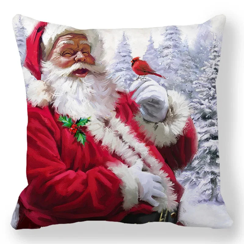 Christmas Decoration Pillowcase Santa Claus Snowman Deer Cushion Cover Home Sofa Chair