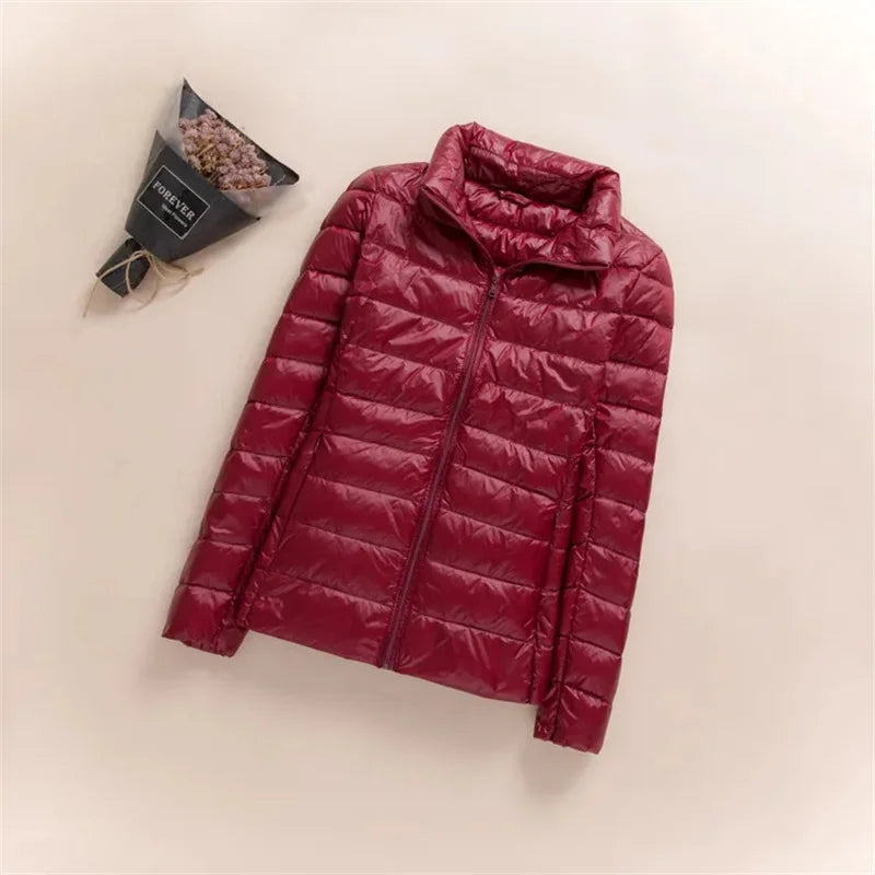 New Women Thin Down Jacket White Duck Down Ultralight Jackets Autumn Winter Puffer Jacket Warm Coats Portable Female Outwear