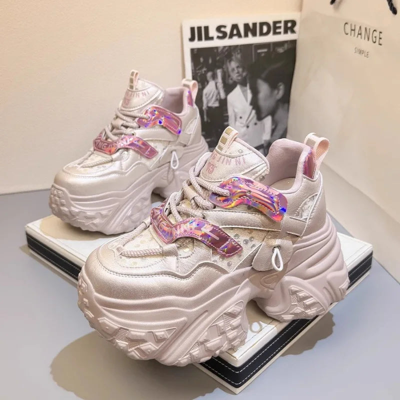 Thick-soled Inner Height Increase Dad Shoes Women's 2025 Summer New Fashion Small Sports and Leisure Shoes Versatile Shoes