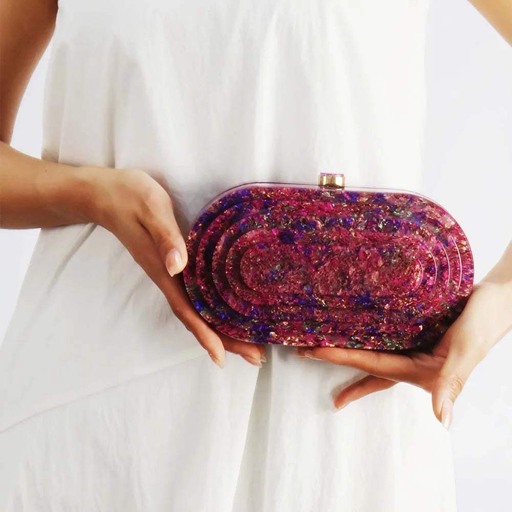 High Quality For Wedding Party Acrylic Box Evening Clutch Bags Women New Luxury Bride Rounded Rectangle Purses And Handbags