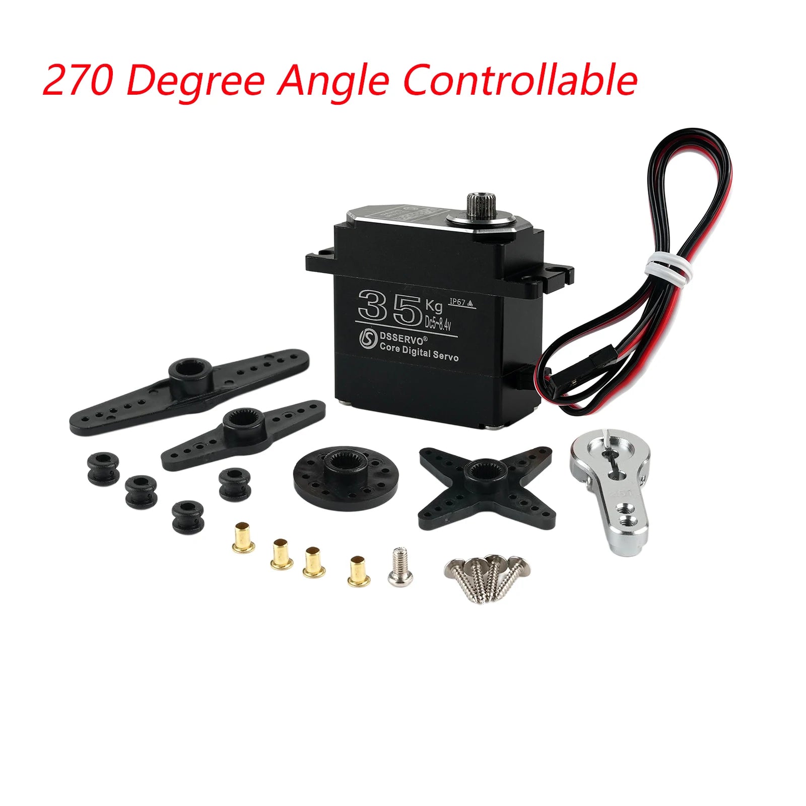 35Kg All-Metal Digital Servo DS3335 180/270/360 Degree Carbon Brush Servos IP67 Waterproof Metal Gear For RC Robot Cars Crawler