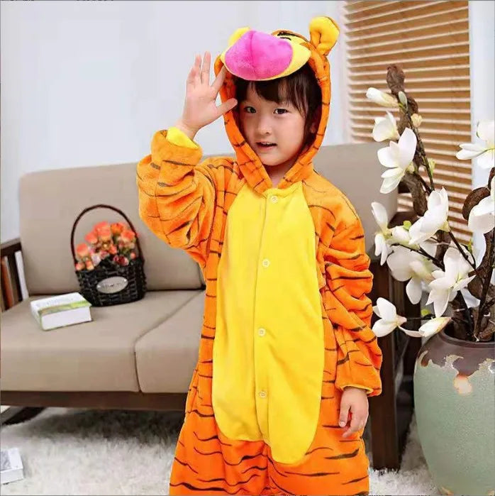 Stitch Anime Flannel Pajamas For Kids Autumn Winter Boy Girls Pyjamas Jumpsuit Children Christmas Halloween Pajama Party Costume