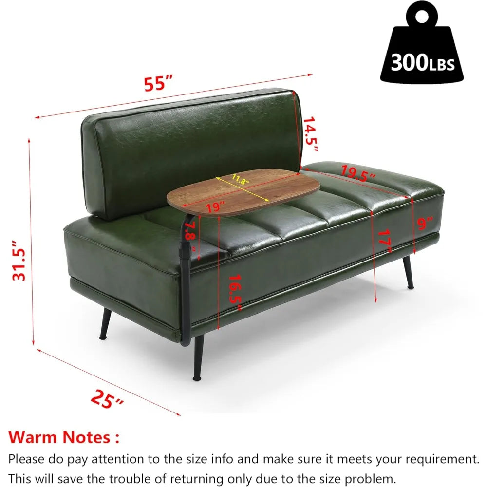 PU Leather Bedroom Ottoman Bench 53.2" Long Ottoman Benches for Living Room Bed End Rectangular Window Entryway Bench